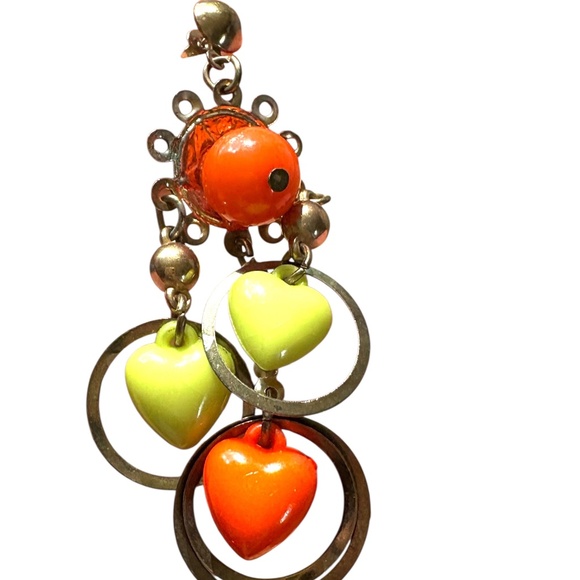 earrings hanging vintage jangle dangle fun hearts costume artsy boho girly - Picture 8 of 11